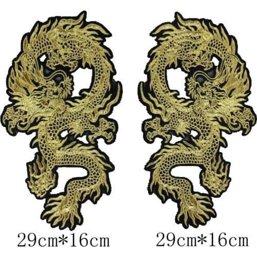 Chinese Dinosaur Totems Patch Embroidered Patches Iron on Patches for Clothes stickers applique fabric applications 2018new 1set