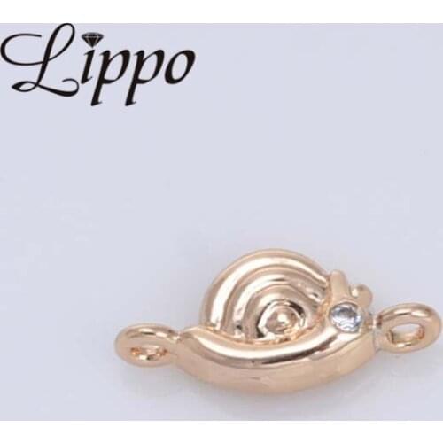 10pcs Exquisite 24k Gold animal snail Necklace Charm womens Pendant Necklaces Jewelry Connector Findings & Components