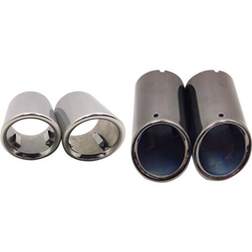 2Pcs Car Exhaust Tip Tail Pipe, for A4 Tiguan Exhaust Pipe Muffler Pipe Tail Throat Rolled Edge Tip Glossy