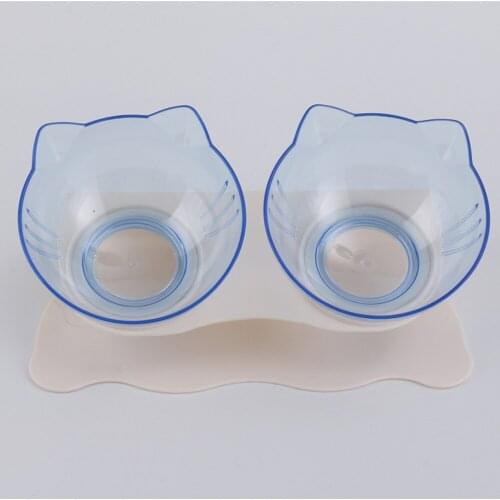 2021 Double Cat Bowl Dog Bowl Stand Non-Slip Blue Pet Feeding Cat Water Bowl For Cats Food Pet Bowls For Dogs Feeder Removable