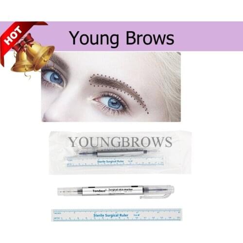 5pcs Disposable Sterile Ruler Design Pen Sets for Measure of Eyebrow Tattoo