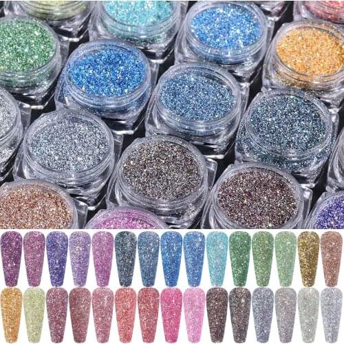 Diamond Dust Nail Glitter Sparkle Silver Gold Reflective Powder Holographic Sandy Sequins Nail Art Decoration Manicure LEZS01-30