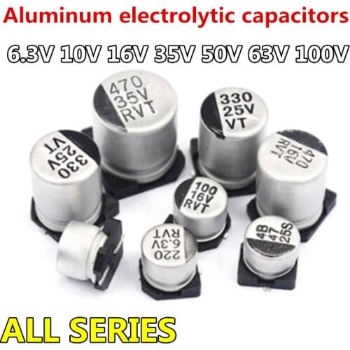 10PCS Electrolytic capacitor 16v100uf 6.3*5.4mm SMD aluminum electrolytic capacitor 100uf 16v 6*5mm