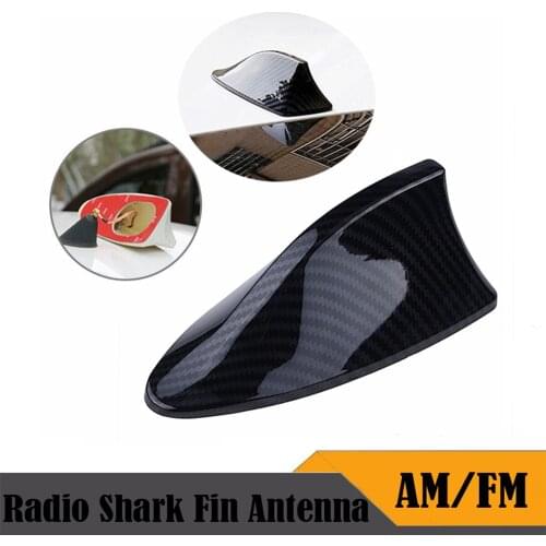 Antenna Shark Fin Carbon Fiber Pattern Car Roof Radio Signal Aerial Universal Replacement Streamlined Design
