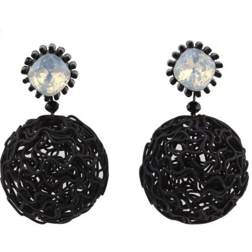 Big Bead Ball Pendant Iron Wire Net Resin Crystal Drop Earrings for Women Florate Brand Fashion New Dangle Statement Earrings