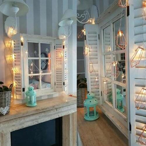 Rose Gold Hexagonal String Light 20LED Nordic Style Decorative Light String Iron Night Light Indoor String Light Home Decor