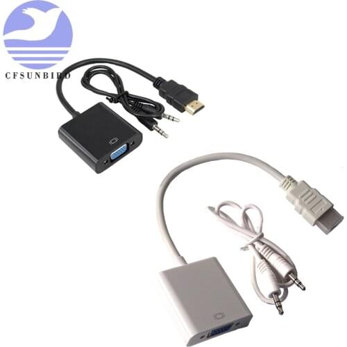 HDMI to VGA converter adapter + 3.5 mm audio jack full HD 1080P black/white