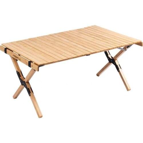 Camping Folding Wood Table- Portable Foldable Outdoor Picnic Table,Cake Roll Wooden Table Picnic, Camp, Travel,Garden BBQ