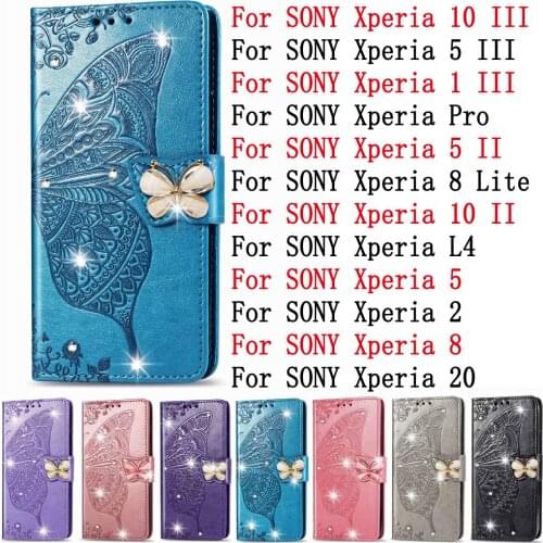 Sunjolly Leather Case Flip Card Wallet Stand Cover for SONY Xperia 10 III 5 III 1III Pro 5 II 10 II 8 Lite L4 5 2 8 20