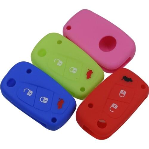 Kutery Silicone Rubber Car Key Cover For FIAT 500 Bravo Ducato Doblo Stilo Punto Panda Remote Key Case Protecter 3Buttons