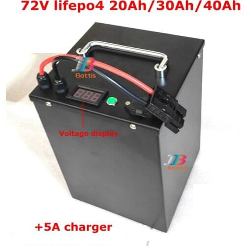 72V 20Ah 30Ah 40Ah Lifepo4 Ebike Lithium Battery with 50A BMS 3000W Off-road Scooter Motor tricycle madical device + 5A charger