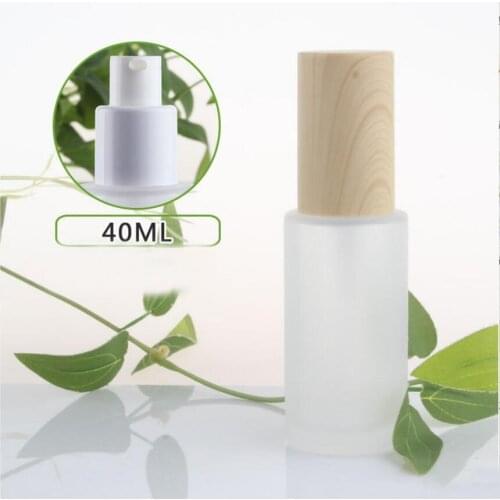 40ml frosted/green/blue glass bottle wooden shape lid for serum/lotion/emulsion/foundation/gel cosmetic packing
