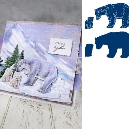 Polar Bears Metal Cutting Dies Scrapbook Diary Decoration Stencil Embossing Template DIY Greeting Card Handmade 2021 New Arrive