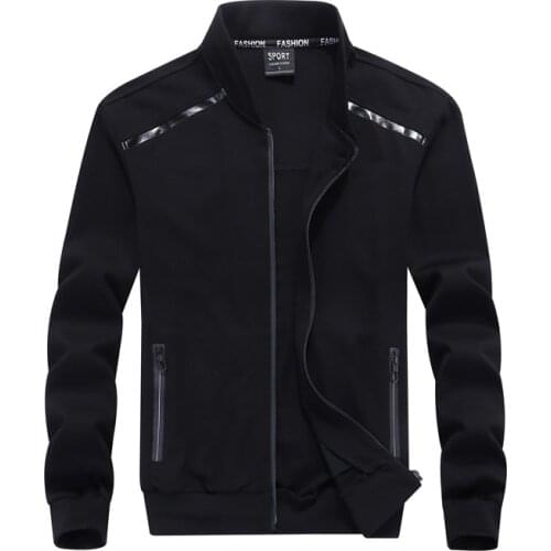 L-9XL Men Autumn Sweat Jacket Baseball Jacket Stand Collar Male Coat Casual Fitness Running Sports Jacket Outwear Sweatshirt