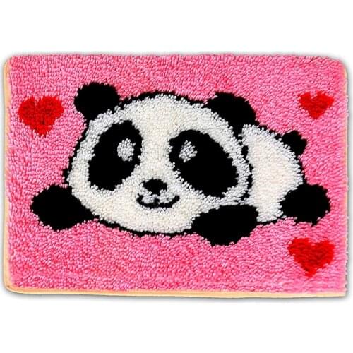 Latch Hook Rug Kits Crocheting Carpet Rug Panda Acrylic Yarn Pre-Printed Canvas Cushion Mat Crochet Tapestry Sofa Decor 16"x24"
