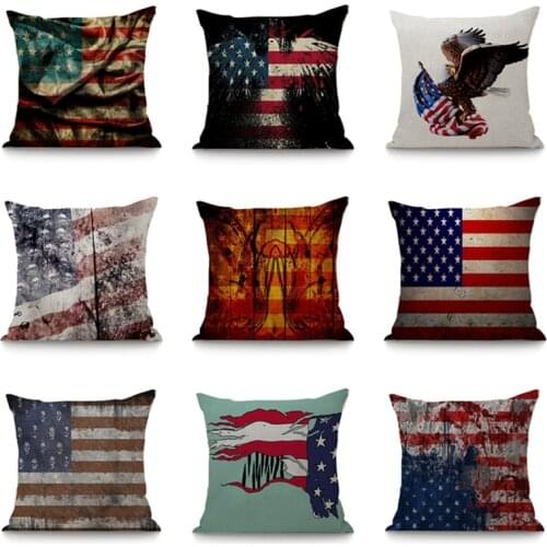 American Flag Pattern Cushion Cover 45x45cm For Sofa Car Home Decor Decorative Seat Chair Linen Pillow case Room Decoration