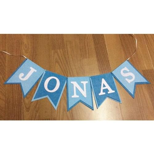 New Personalized Boy Name Banner Felt Bunting Blue Prince Theme Birthday Party Garland Decorations Chic Ornaments Photoprops