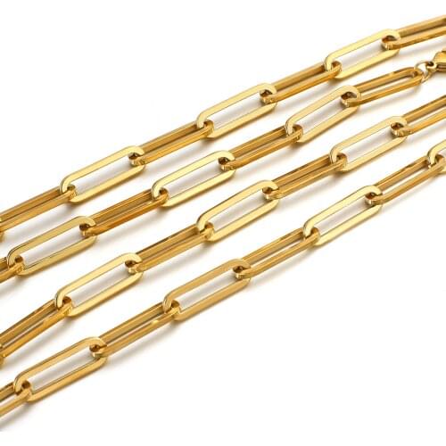 Flashbuy Simple Trendy Chunky Gold Chain Necklace for Women Men Stacking Choker Necklaces Choker Stainless Steel Collar Jewelry