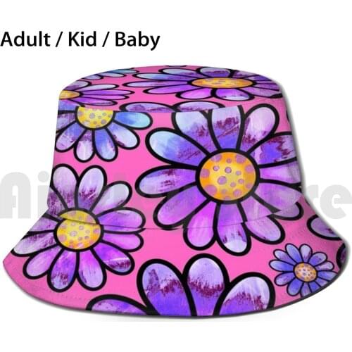 Flower Patern With Color Pink Bucket Hat Adult kid baby Beach Sun Hats Funny Mouth Prevention Infection Health