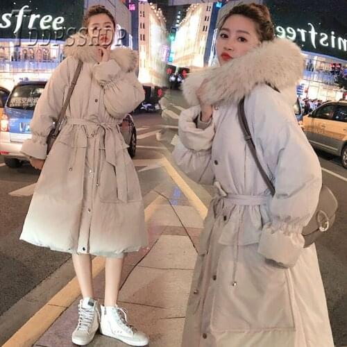 High Quality Winter Fluff Collar Women Parkas Long Cotton Padded Womens Parka Clothing