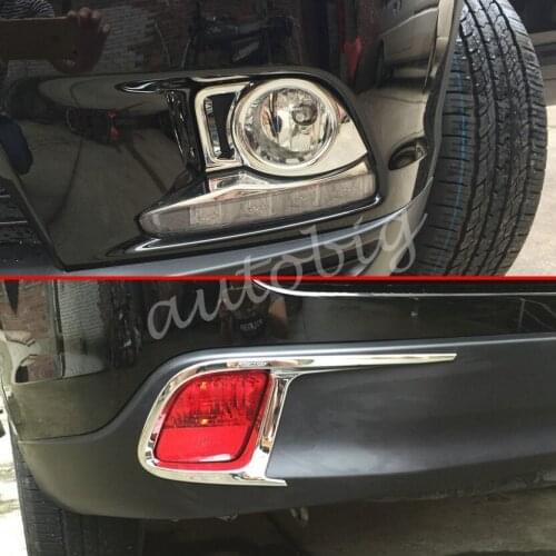 Front + Rear Fog Light Chrome Cover Surrounds For 2014-2016 Toyota Highlander Kluger