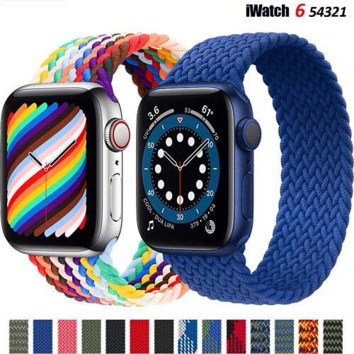 Braided Solo Loop Strap For Apple Watch Band 44mm 40mm 42mm 38mm Fabric Nylon Elastic Belt Bracelet Band For Apple Watch 6 5 4 3