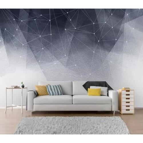 Custom 3D wallpaper modern minimalist black and white abstract geometric line sofa background wall painting