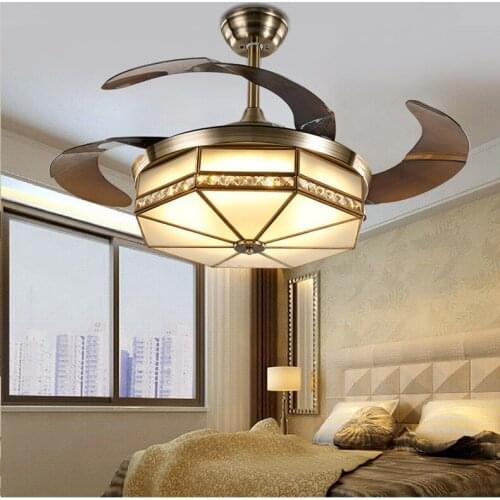 Ceiling Fans lamp LED 42 inch FUll Copper Frequency conversion motor Traditional ceiling fan light dimmer Remote control 85-265V