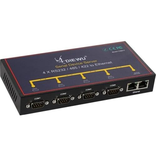 Industrial 4 Ports Serial Device Server Converter Ethernet To RS232/422/485 Support VCOM/TCP Server/ TCP Client/UDP Mode