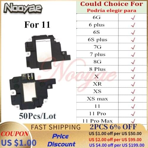 Tested For Iphone 6 6G 6S 7 7G 8 8G Plus X XR XS 11 Pro Max Buzzer Ringer Loud Speaker Loudspeaker Flex Cable Board 50pcs/lot