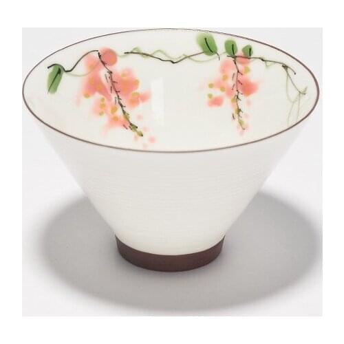 Handmade Hat Cup White Porcelain Thin Fetus Teacup Hand Painted Ceramic Teacups Chinese Exquisite Teaset Tea Bowl