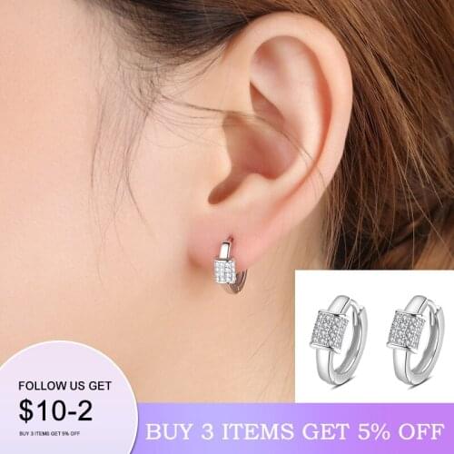 Authentic 925 Sterling Silver Dainty Small Zircon Inlaid Round Circle Hoop Earrings for Women Gold Earrrings Jewelry