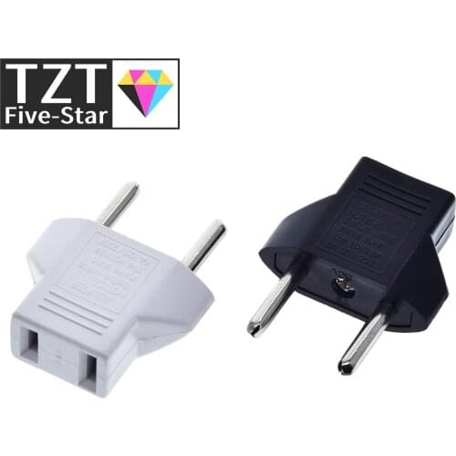 TZT Universal US To EU Plug USA To Euro Europe Travel Wall AC Power Charger Outlet Adapter Converter 2 Round Socket Input Pin