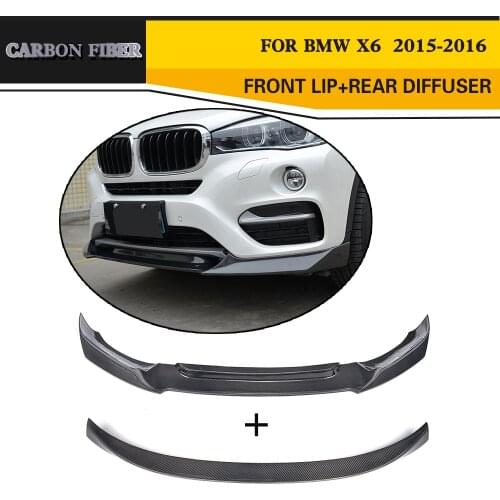 Carbon Fiber Front Lip Bumper Diffuser Chin Rear Trunk Racing Spoiler Wing for BMW X6 Utility Body Kits 2015 2016
