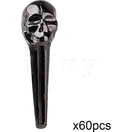 Yibuy 60pcs Black Metal Acoustic Guitar Bridge Pins Guitar String Fixed Cone