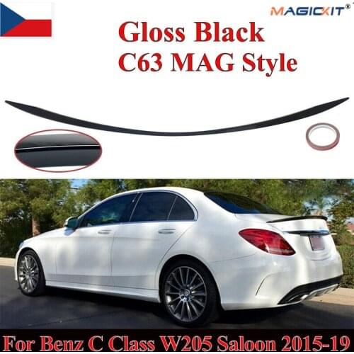MagicKit For 2015-19 Mercedes-Benz C-Class W205 Sedan Rear Trunk Spoiler Gloss Black ABS
