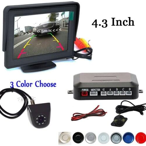 Car Visible Parking Assistance, 4.3 Inch TFT Mirror Monitor With 8LEDS Rear View Camera and Video Reverse Radar Parking Sensor