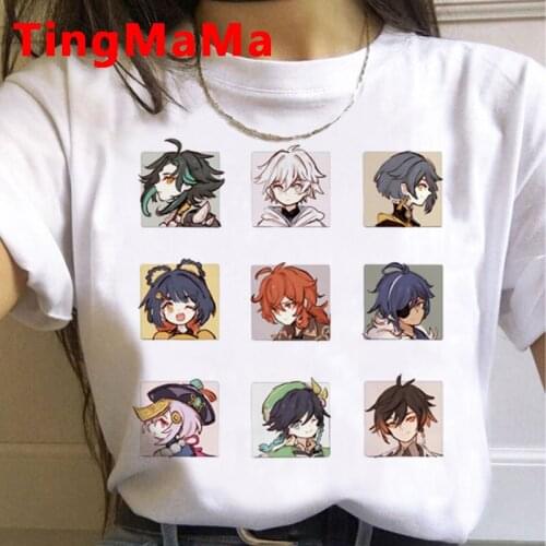 Hot Genshin Impact Shirt Women Kawaii Cartoon Summer Tops T-shirt Anime Streetwear Fashion Harajuku Unisex Graphic Tees Female