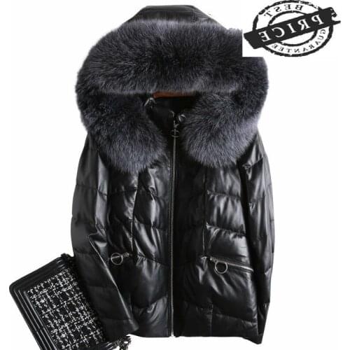 Womens Fur Coat Female Autumn Winter Real Genuine Leather Jacket Women Clothes 2021 Fox Fur Hooded Korean Sheepskin Down Coat