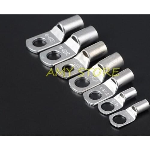 100Pcs SC 6-6 Bolt Hole Tinned Copper Cable Wire Lugs Ring Battery Terminals 6mm2 Wire 12-8 AWG