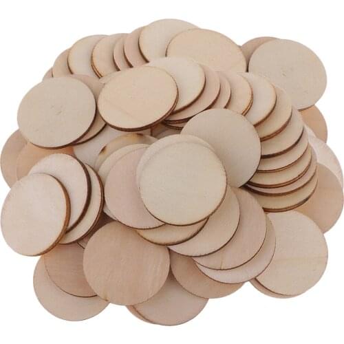 100x Unpainted Round Wooden Shape For DIY Gift Tags Wedding Party Craft 35mm