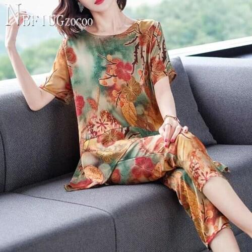 2020 Elegant Temperament Women Sets Plus Size T Shirt And Pants Female Sets