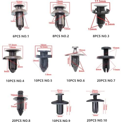260PCS 20 Styles Fastener Clip Mixed Car Body Push Retainer Pin Rivet Bumper Door Trim Panel Retainer Fastener Kit