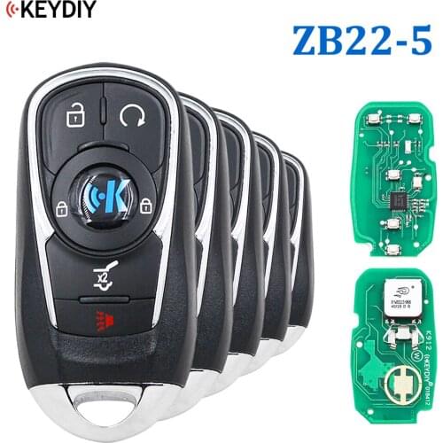 5PCS, KEYDIY ZB Series Universal Smart Key ZB22-5 for KD-X2 Car Key Remote Replacement Fit More than 2000 Models