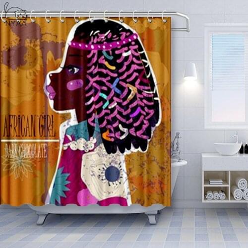 NYAA African American Shower Curtains Fabric Black Girl Shower Curtain Funny Hooks For Bathroom Curtains Get Naked