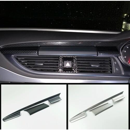 Car Console Dashboard Navigation Decorative Frame Cover Trim For Audi A6 C7 A7 RHD Interior Accessories Carbon Fiber Stickers