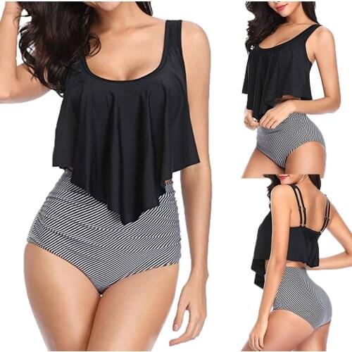 Bikini 2019 Swimwear Sexy Women Two Piece Plus Size Backless Halter Floral Printed Swimwear Set Swimsuit Bikinis Maternity 35