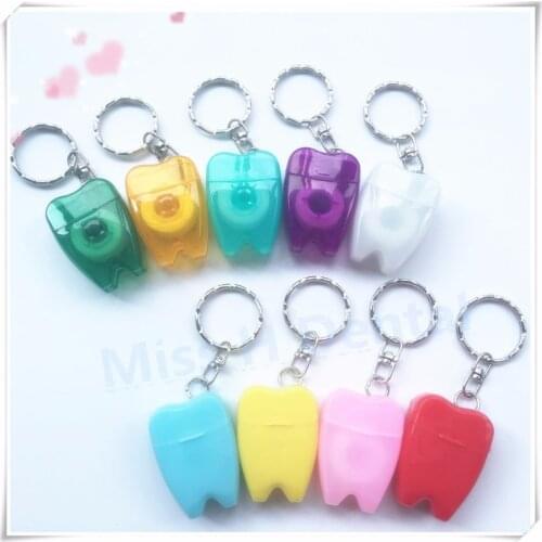 20pcs/set Tooth-Shaped Key Chain Type Flat-Line Portable Dental Floss Gum Care