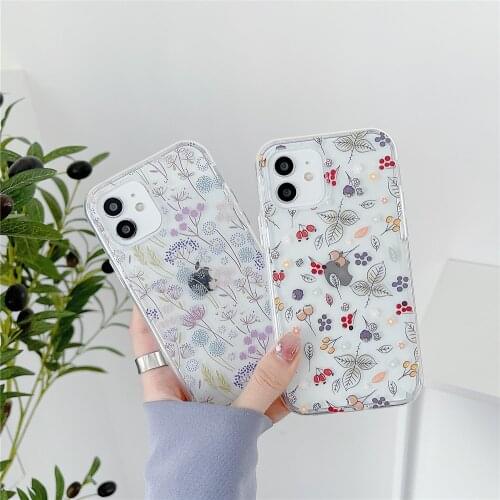 Lovely Shockproof TransParent Dandelion Phone Case For iPhone 12 Mini 11 Pro XS MAX XR X 8 7 Plus SE 20 PC+TPU Floral Back Cover