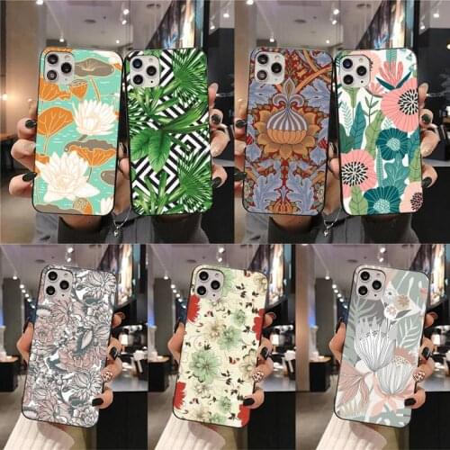 Retro Leaves Flower Phone Case For iphone 12 11 Pro Max Mini XS Max 8 7 6 6S Plus X 5S SE 2020 XR cover